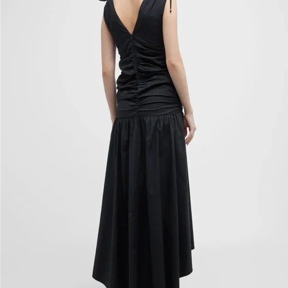 NWT Veronica Beard Perrin Ruched High-Low  Maxi Black Dress - Picture 4 of 10
